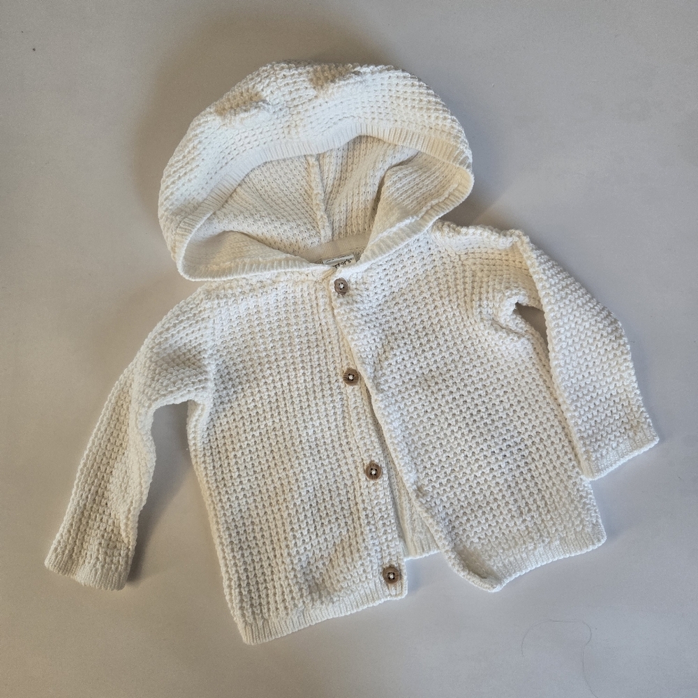 Carter's Cream Knit Bear Ear Hooded Sweater 6m